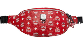 MCM Fursten Belt Bag White Visetos Medium Viva Red