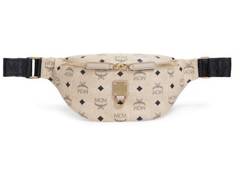 White mcm hotsell fanny pack