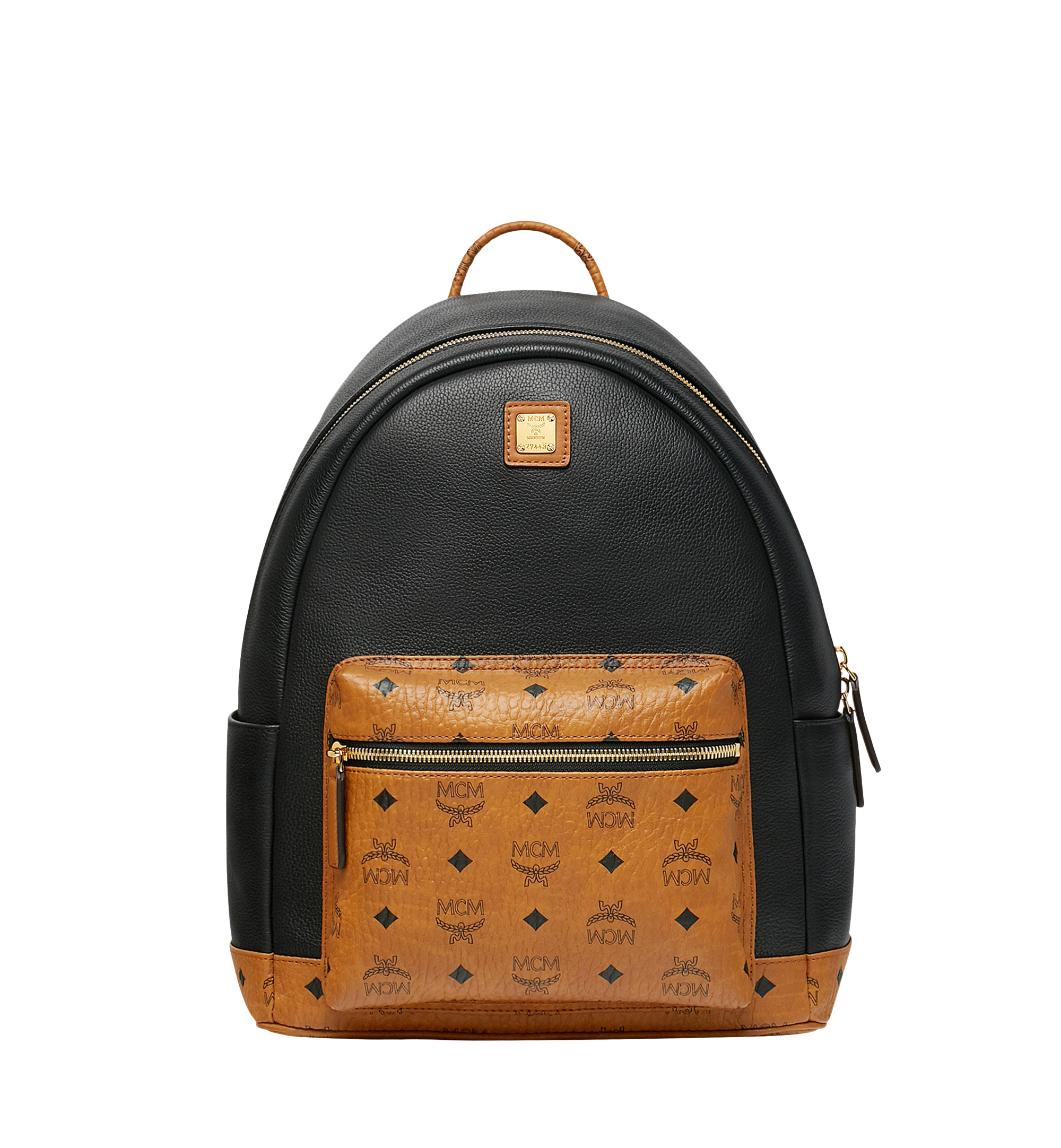 MCM Geonautic Backpack Medium Black in Coated Canvas with 24k Gold