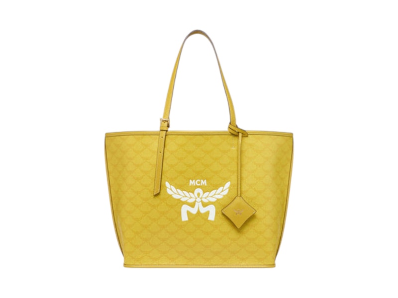 Pre-owned Mcm Himmel Lts Medium Shopper In Lemon Gold In Yellow