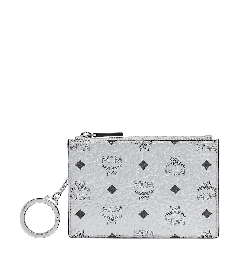 MCM Key Pouch Visetos Original Berlin Silver in Coated Canvas with