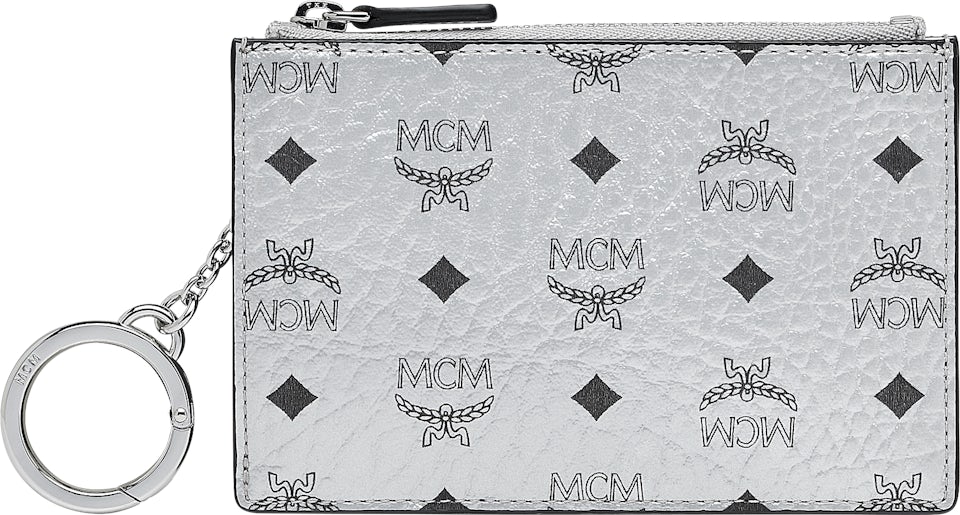 MCM Pouch Crossbody Visetos Medium Black in Coated Canvas with Silver-tone  - US