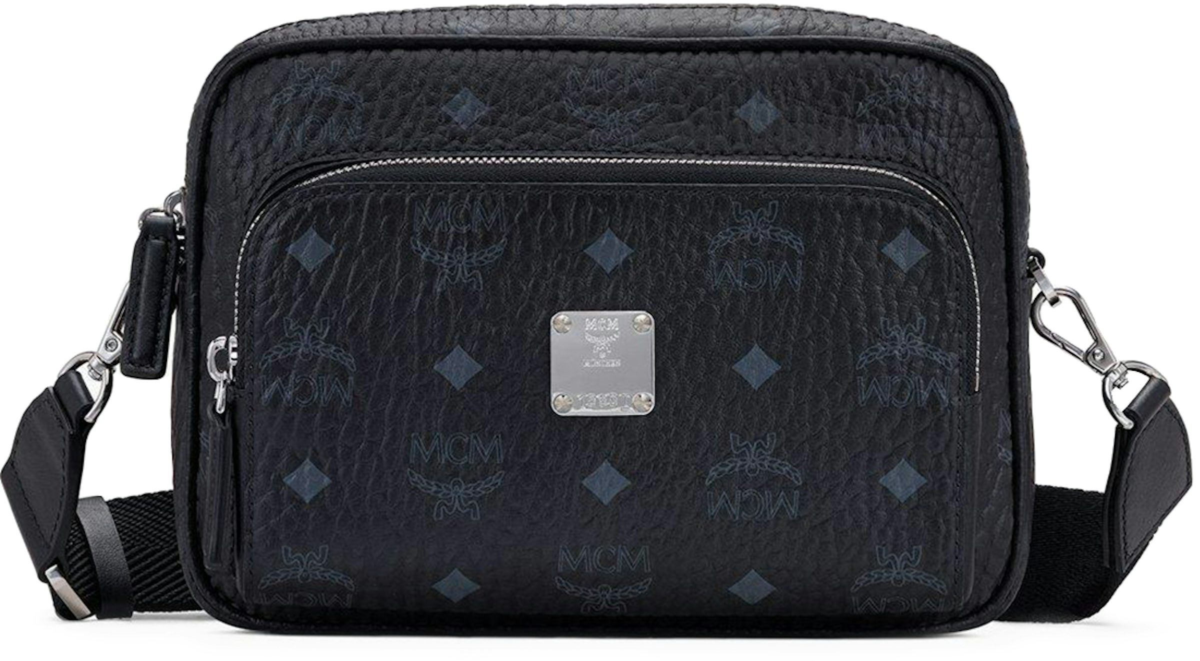 MCM Aren Crossbody Visetos Black in Coated Canvas with Silver-tone - US