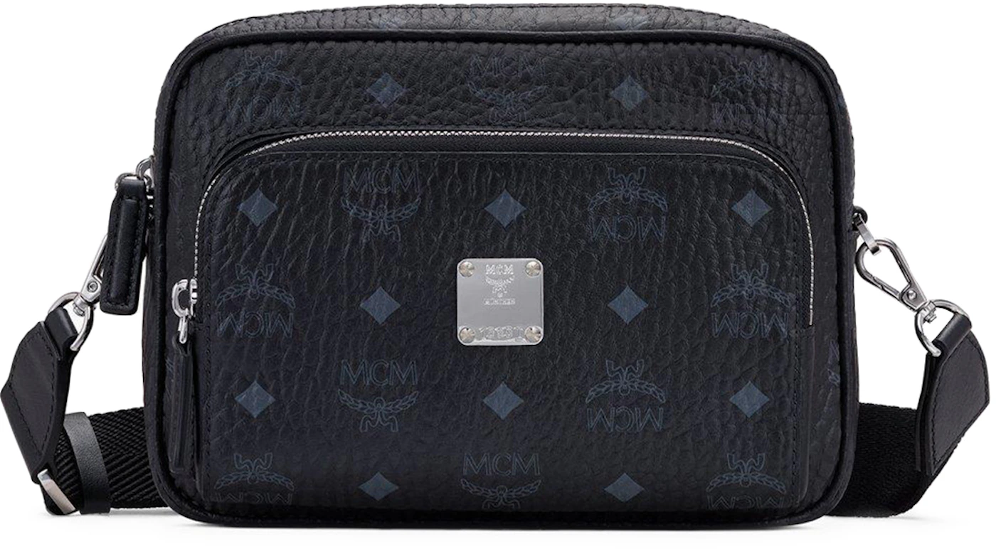 MCM Aren Crossbody Visetos Black in Coated Canvas with Silver-tone