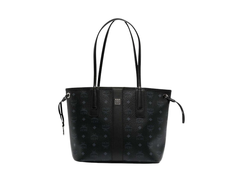 Pre-owned Mcm Liz Reversible Visetos Small Tote Bag In Black