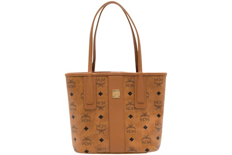 MCM Liz Vi Mini Shopper Cognac in Canvas US1
