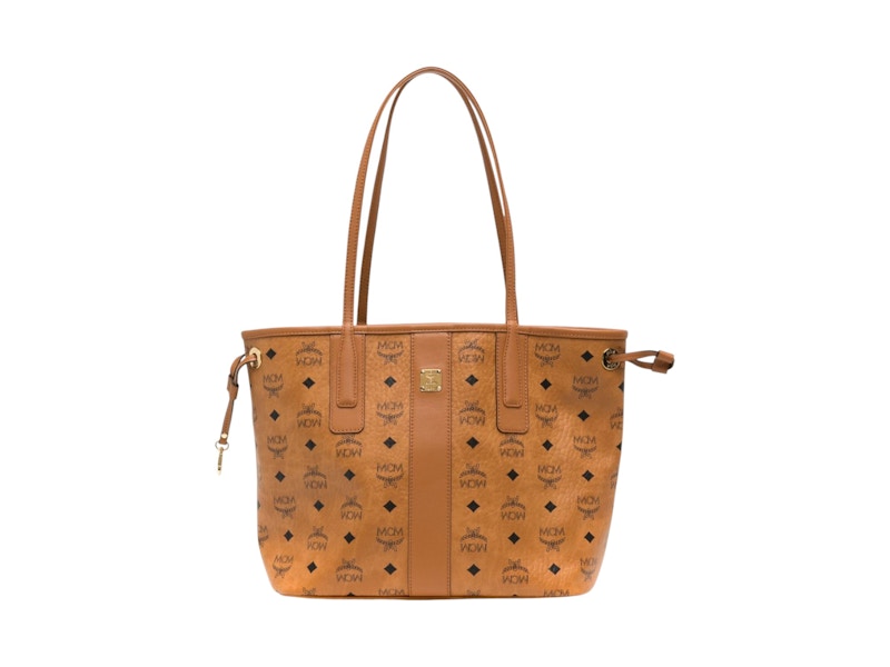 Pre-owned Mcm Liz Visetos Small Bag In Cognac