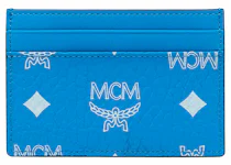 MCM Logo Visetos Card Case Blue