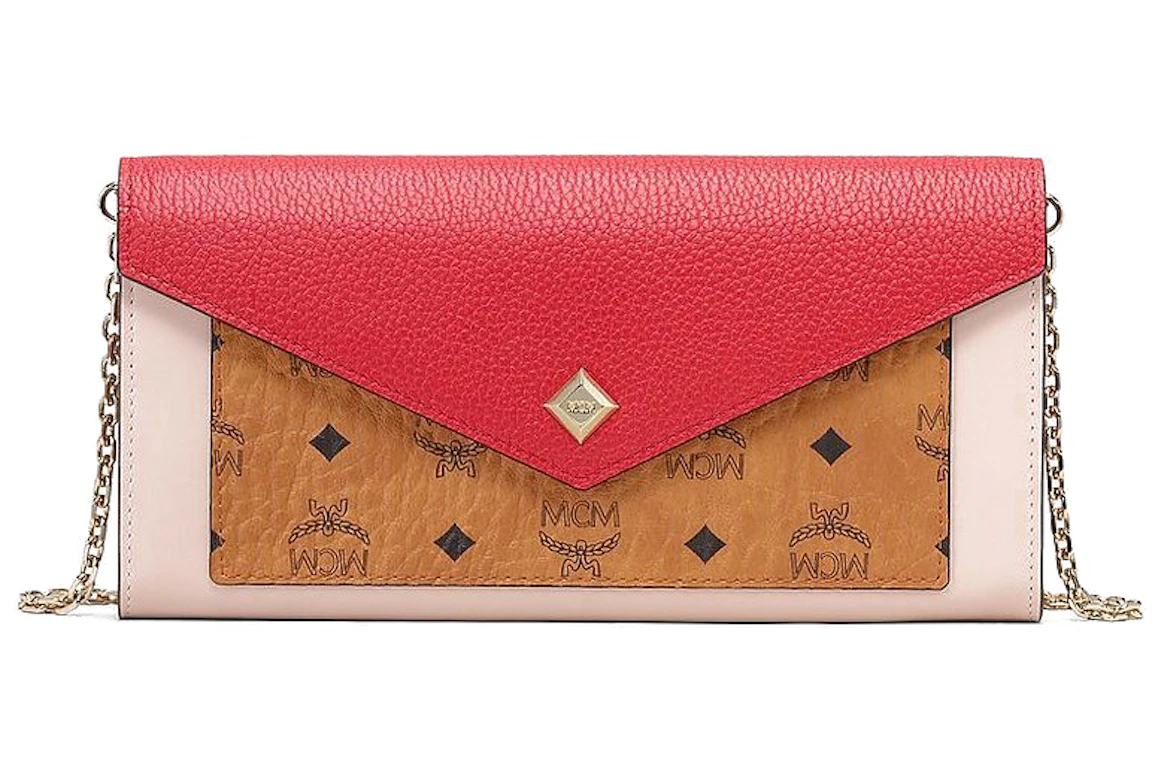 MCM Love Letter Crossbody Large Colorblock Visetos Ruby Red