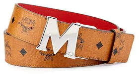 MCM M Reversible Belt Visetos Cognac/Red