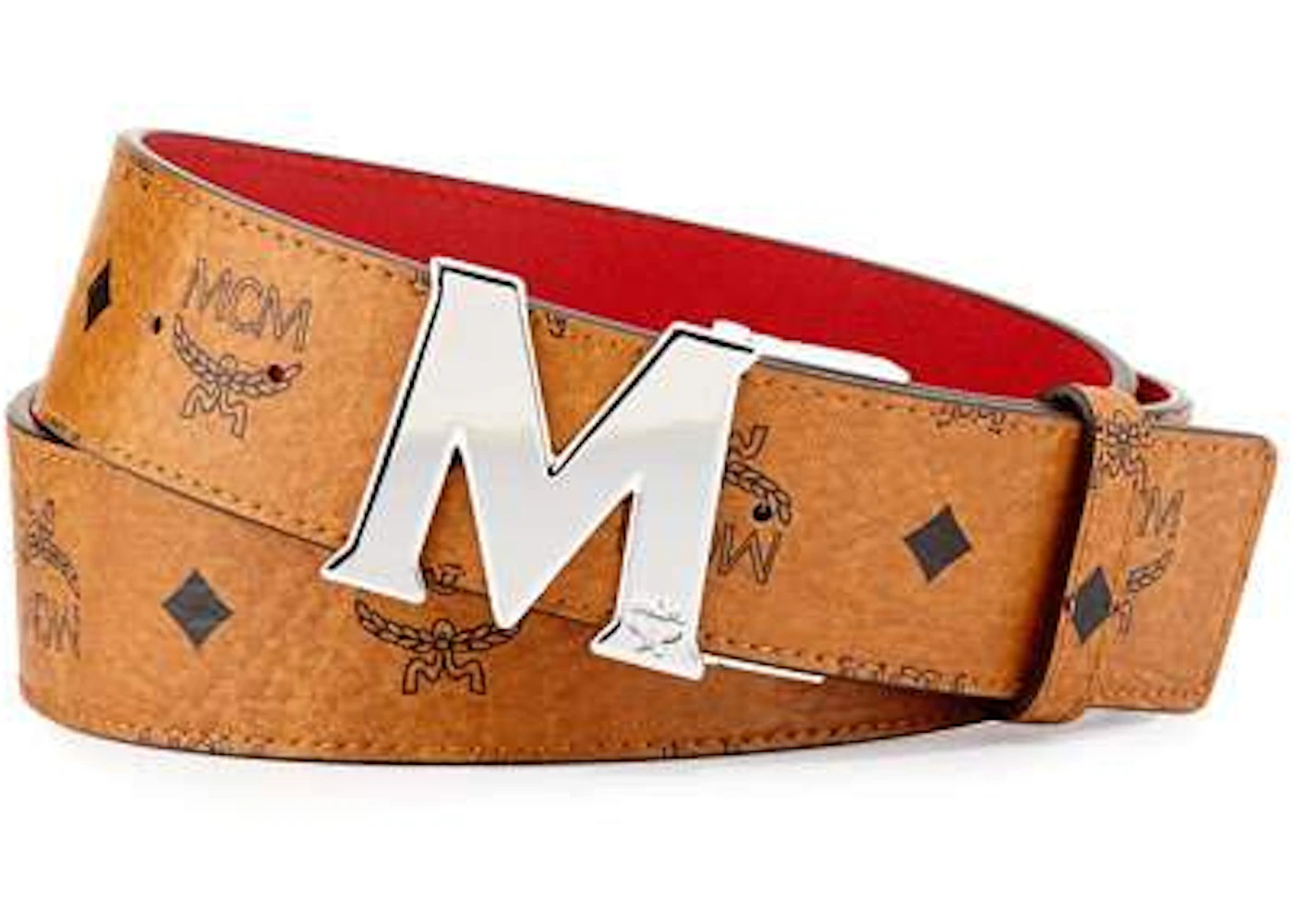 Mcm monogram-print Reversible Leather Belt - Pink