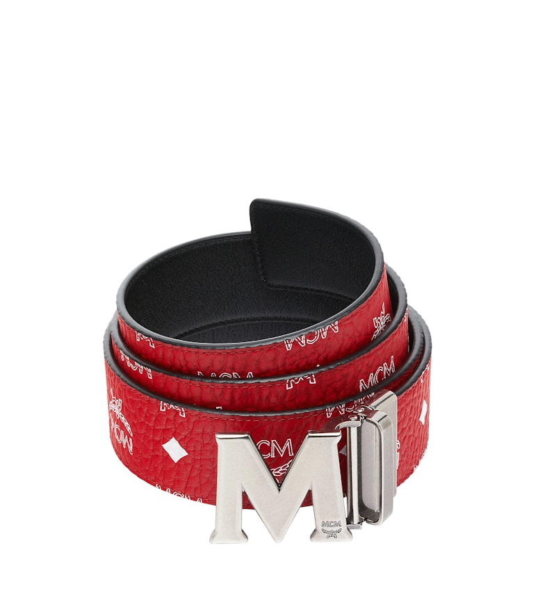 MCM M Reversible Belt White Visetos Antique 1.75