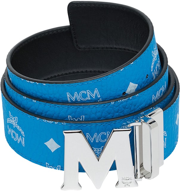 One Size M Reversible Belt 1.75 in White Logo Visetos Blue