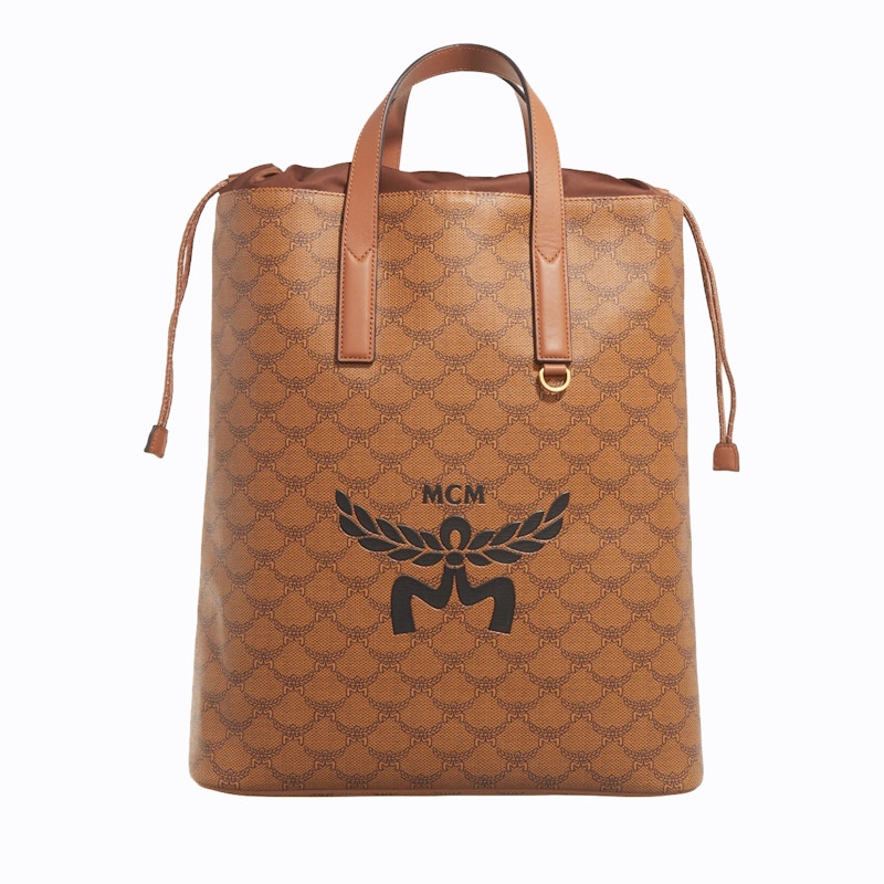 Pre-owned Mcm Medium Himmel Drawstring Lauretos Backpack In Brown/black