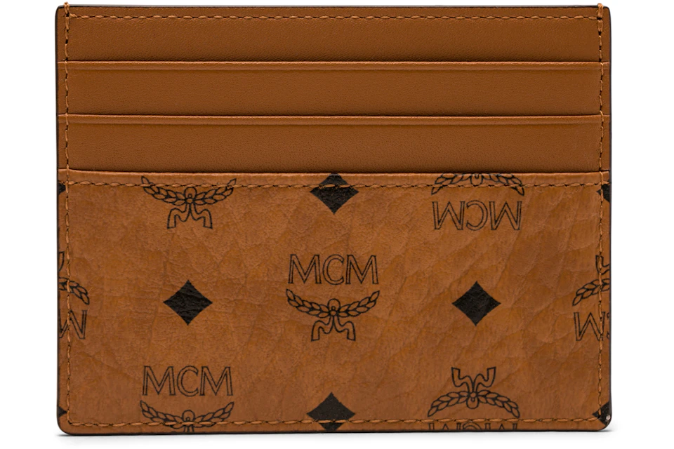 MCM Money Clip Card Case Visetos Mini Cognac