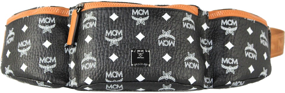 MCM Nordstrom Exclusive Visetos Triple Pocket Sling Belt Bag Large  White/Black in Coated Canvas - US