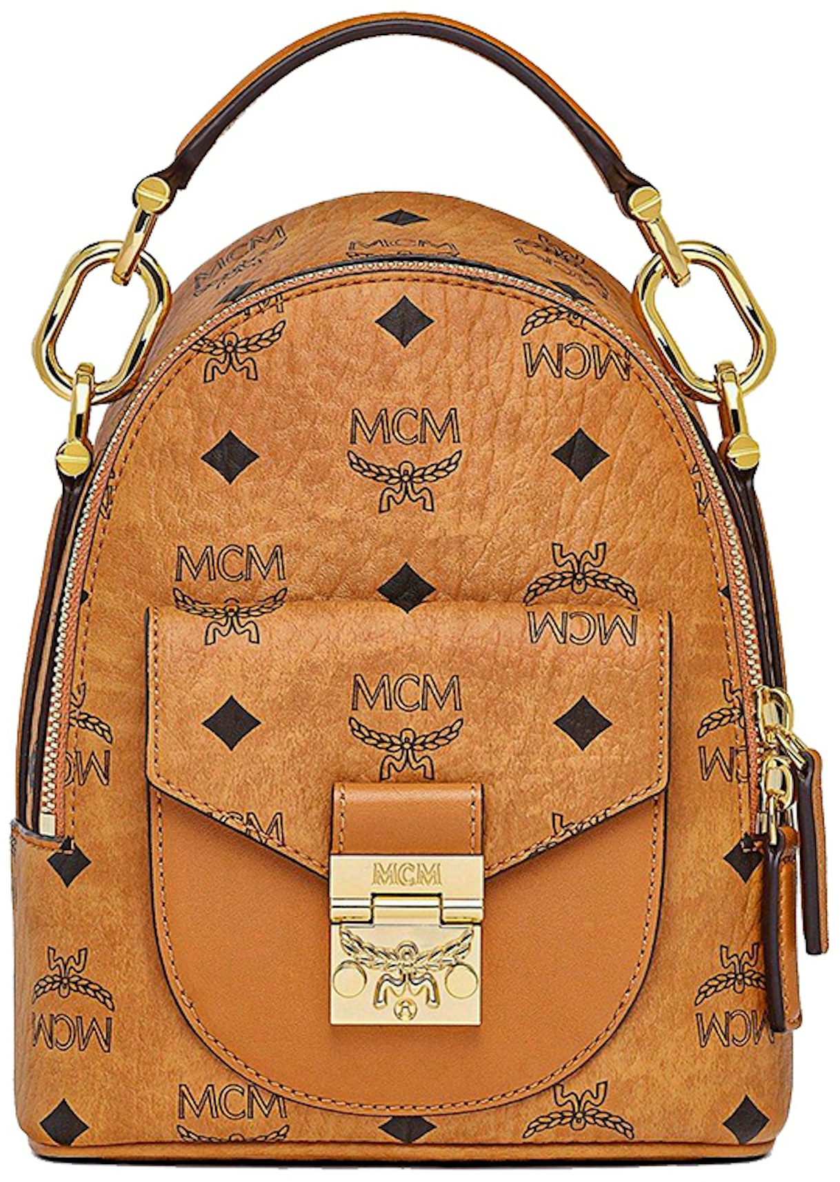 MCM Patricia Mini Powder Pink Signature Visetos Leather Backpack