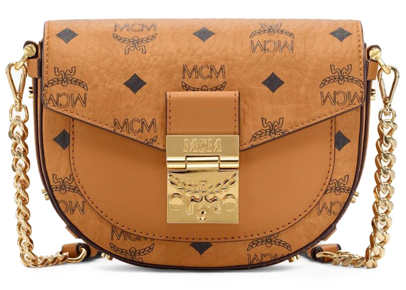 Mcm patricia visetos store crossbody wallet large cognac