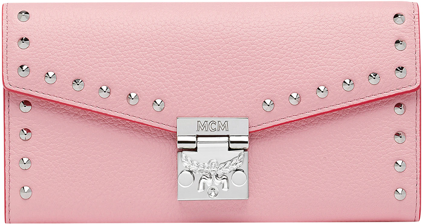 MCM Patricia Crossbody Wallet Studded Outline Large Quartz Pink in Leather  with Silver-tone - US