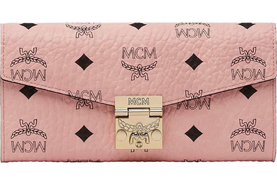 MCM Patricia Crossbody Wallet Visetos Large Soft Pink