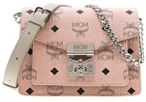 MCM Patricia Visetos Mini Flap Lock Crossbody Soft Pink