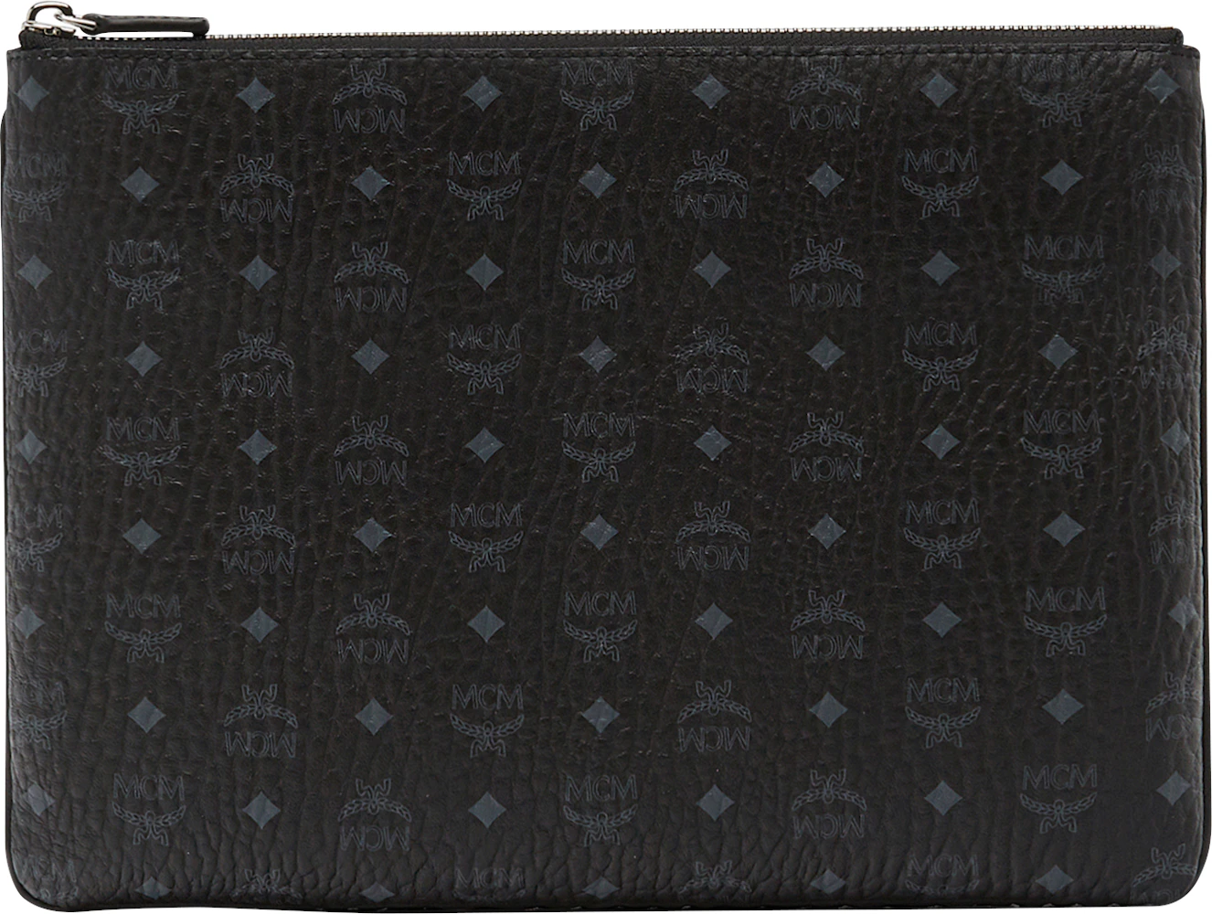Authentic MCM Green Visetos Pouch Clutch Bag Wallet Wristlet