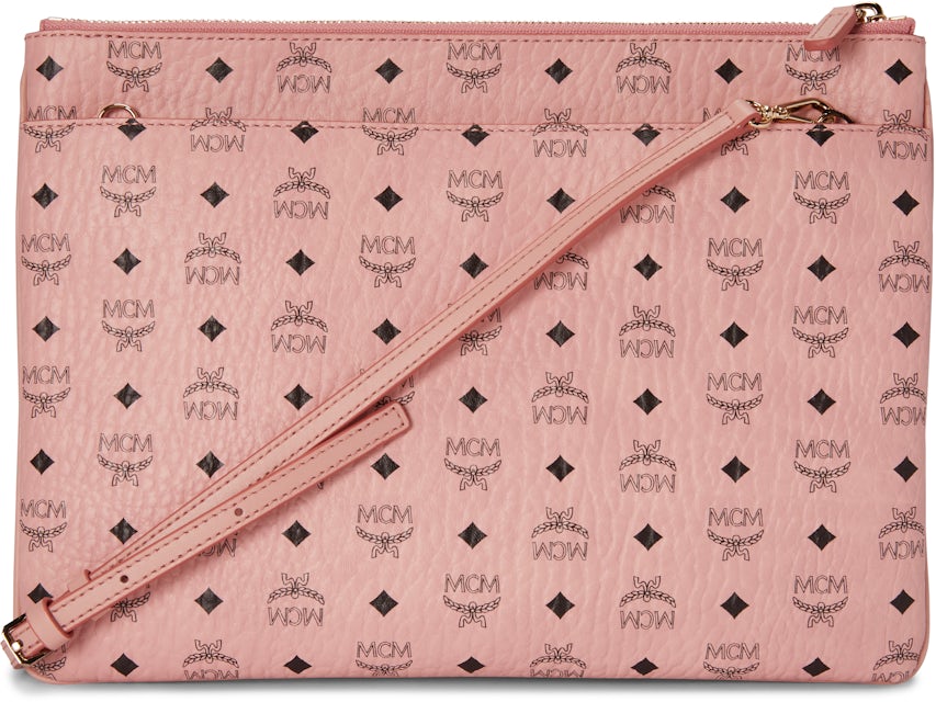 MCM Pouch Crossbody Visetos Medium Soft Pink in Coated Canvas with  Gold-tone - US