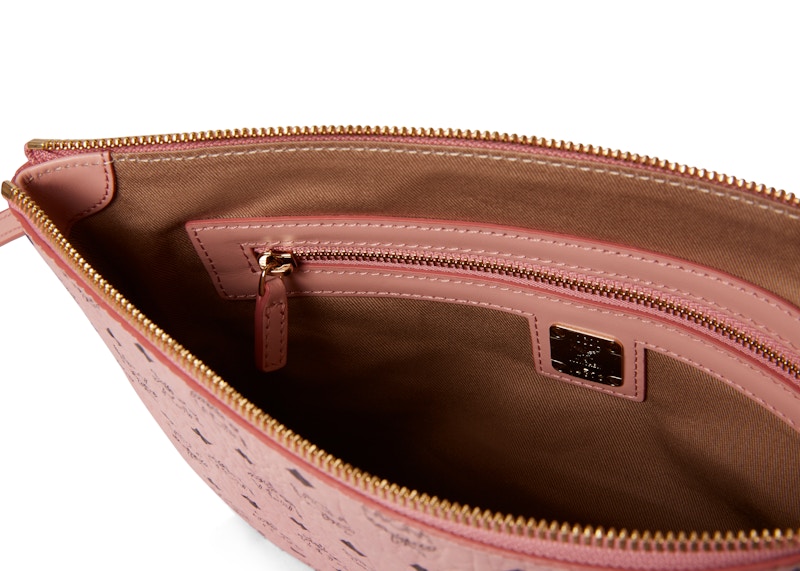 MCM Pouch Crossbody Visetos Medium Soft Pink in Coated Canvas with Gold