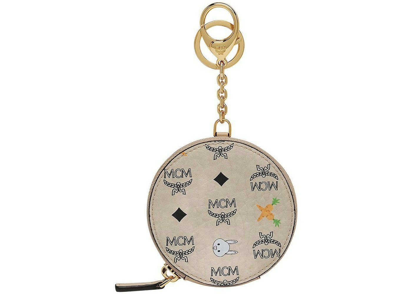 MCM Rabbit Keychin Beige in Leather with Gold-tone
