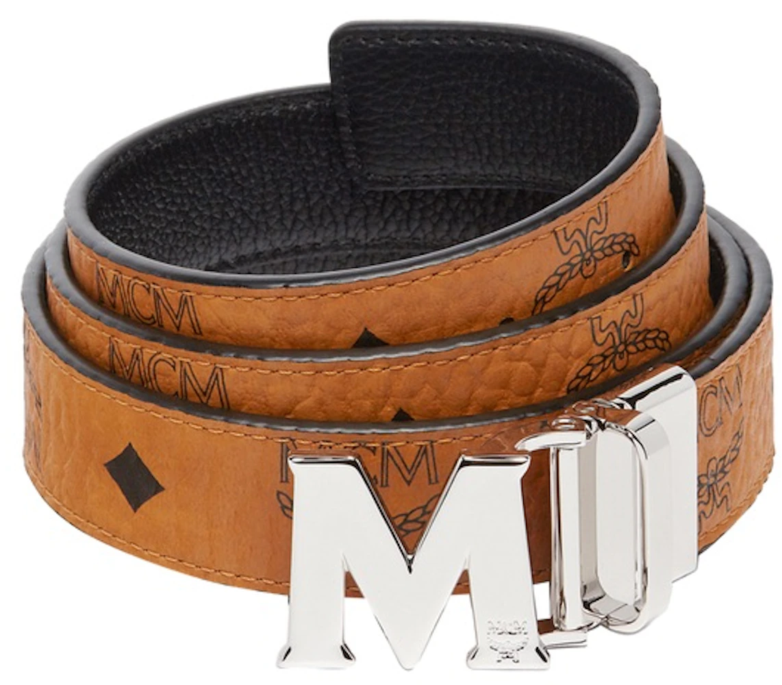 MCM Claus M Reversible Belt Visetos 1.75W 51In/130Cm Soft Pink in Coated  Canvas with Matte Black-tone - US