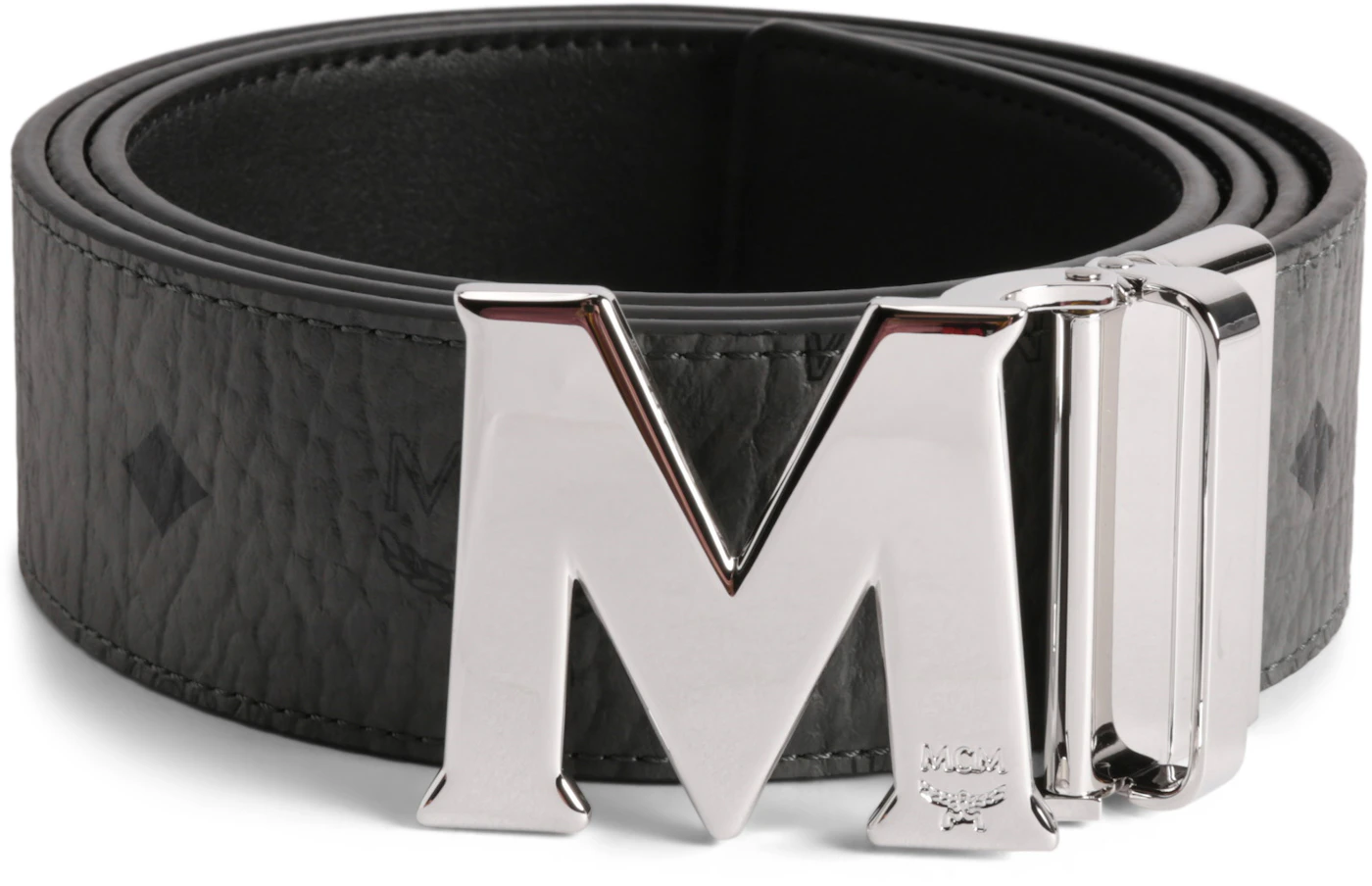 MCM Claus M Reversible Belt Visetos Matte Black-tone 1.75W 51In/130Cm Ruby  Red in Coated Canvas with Matte Black-tone - US