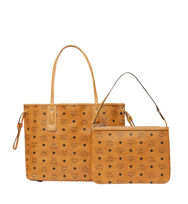 MCM Reversible Liz Shopper Visetos Medium Cognac in Coated Canvas