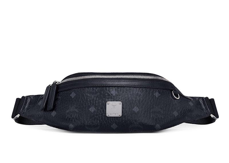 MCM Slim Fursten Belt Bag Small Visetos Black in Coated Canvas