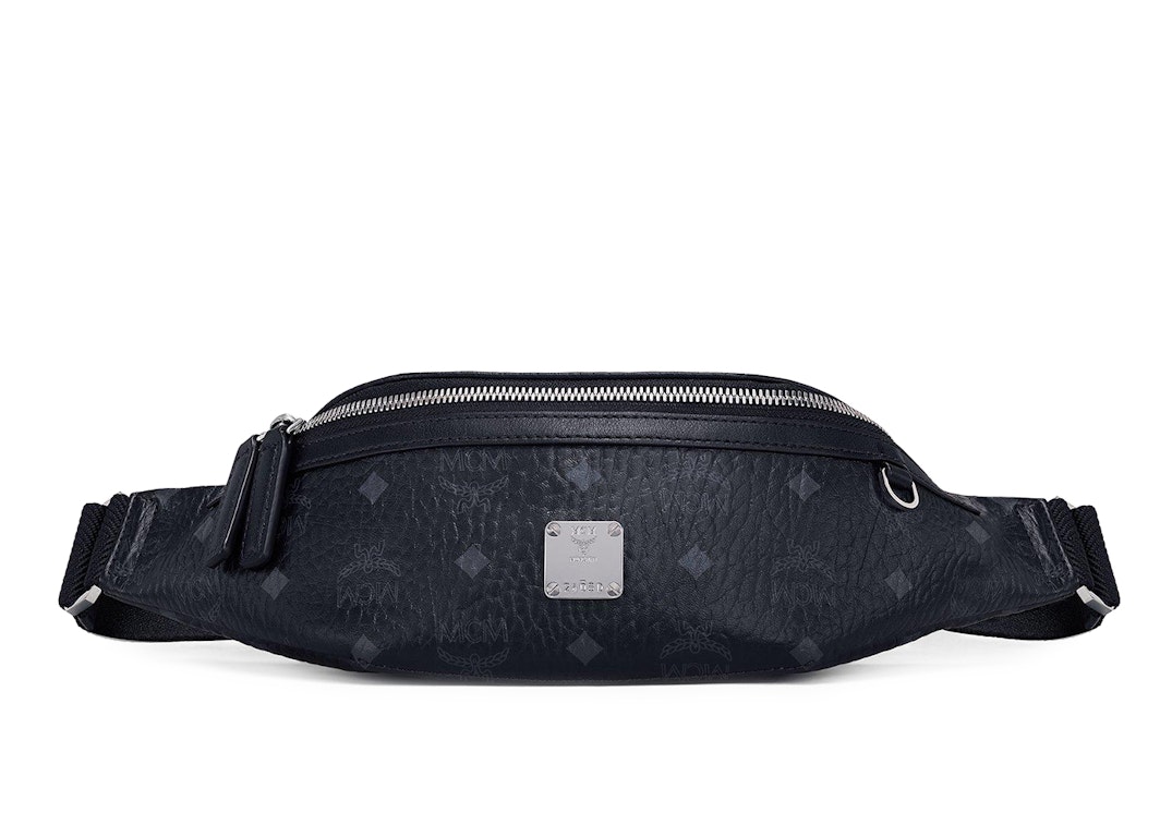 Pre-owned Mcm Slim Fursten Belt Bag Small Visetos Black