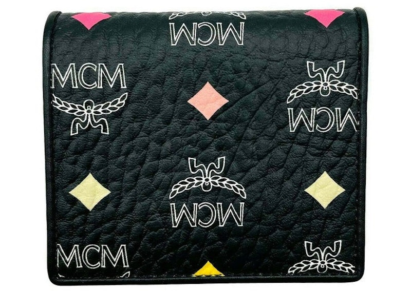 MCM Spectrum Diamond Rainbow Logo Visetos Wallet Black in Coated Canvas US