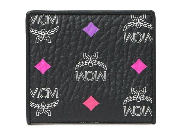 MCM Spectrum Diamond Visetos Card Case Wallet Black in Leather