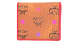 MCM Spectrum Diamond Visetos Card Case Wallet Cognac