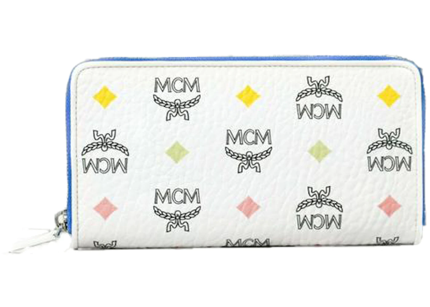 MCM Spectrum Diamond Visetos Wallet Clutch Large White in Leather with ...