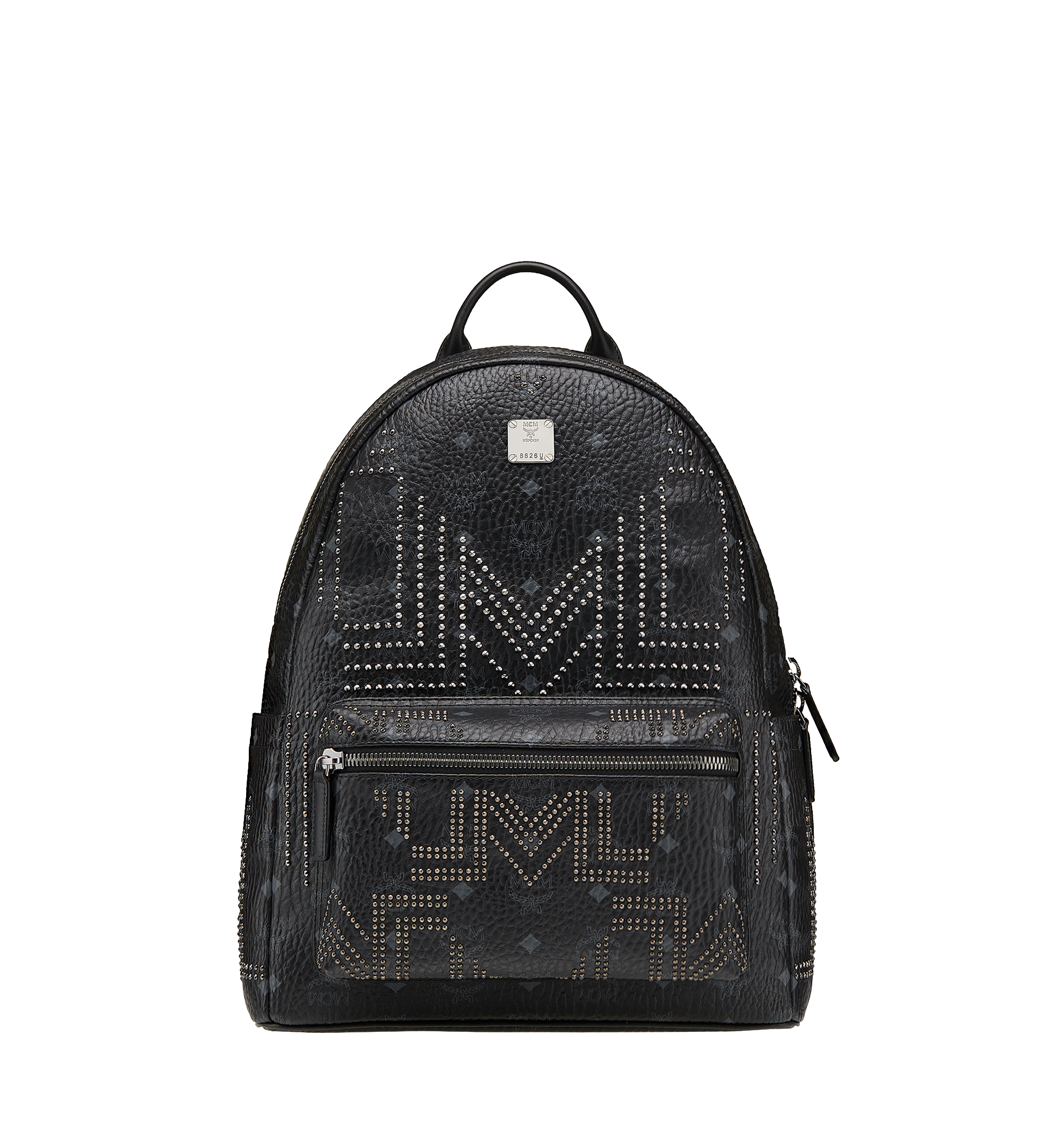 MCM Stark Backpack Gunta M Studs Visetos Black in Coated Canvas