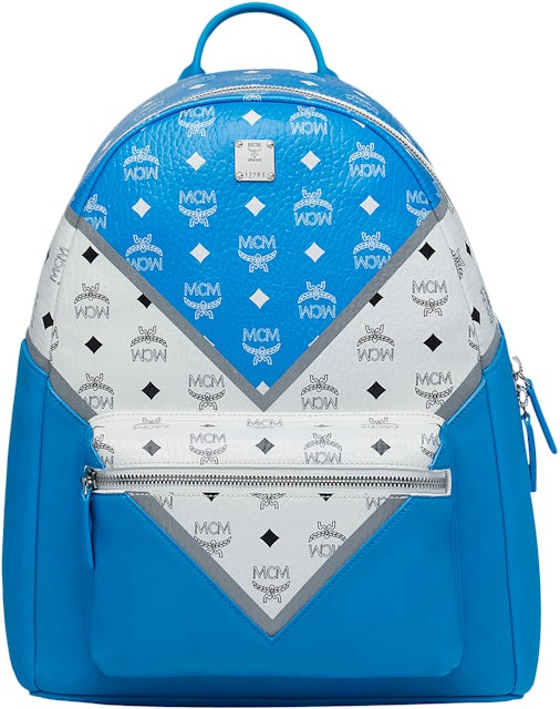 MCM Stark Classic Visetos Canvas Backpack Light Blue