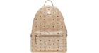 MCM Stark Backpack Visetos Side Studs Medium Beige