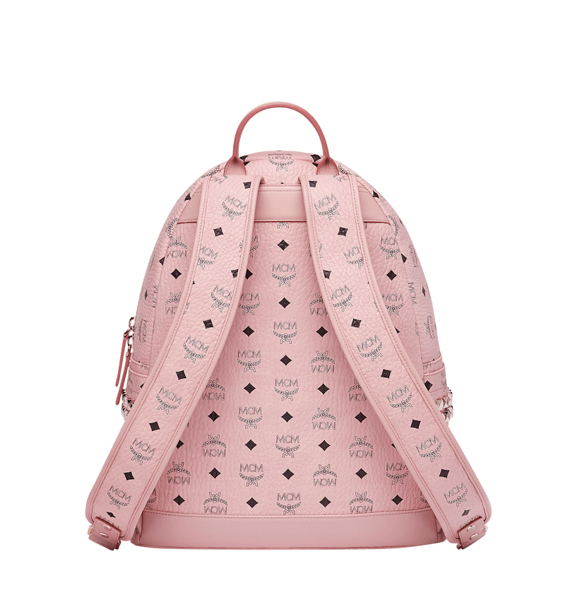 MCM Stark Backpack Visetos Side Studs Medium Soft Pink in Leather with