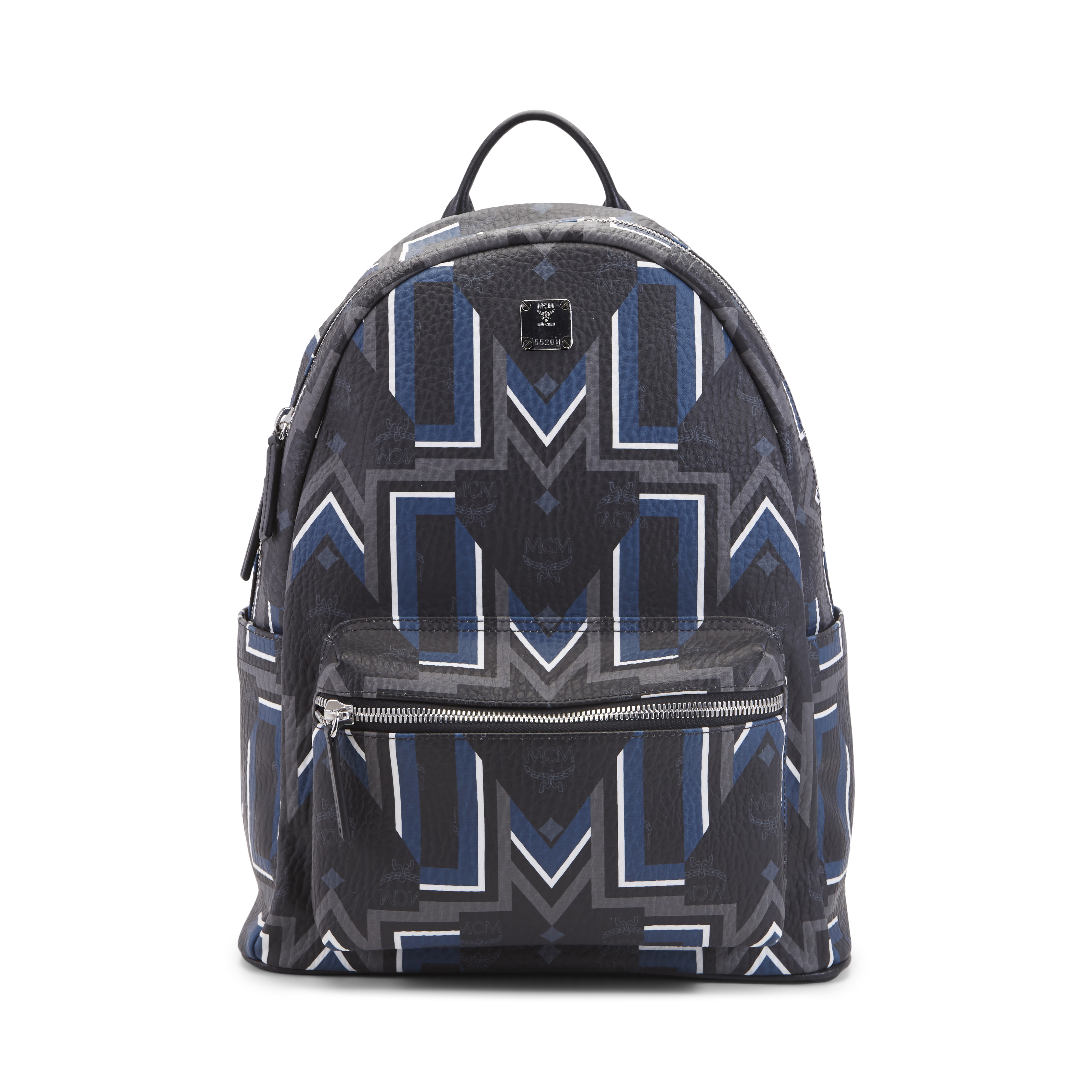 Mcm backpack black sales and blue