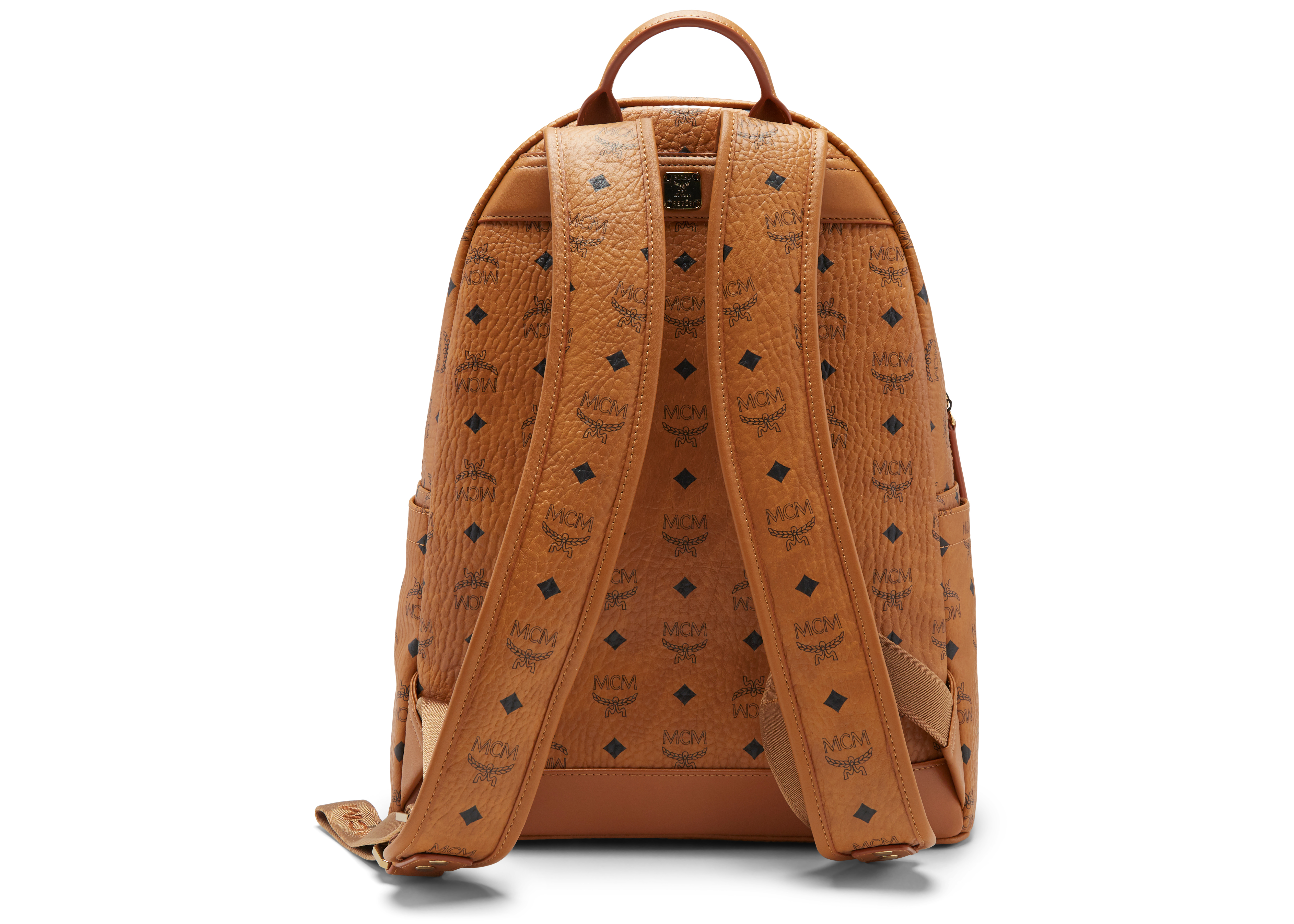 Mcm red stripe backpack hot sale