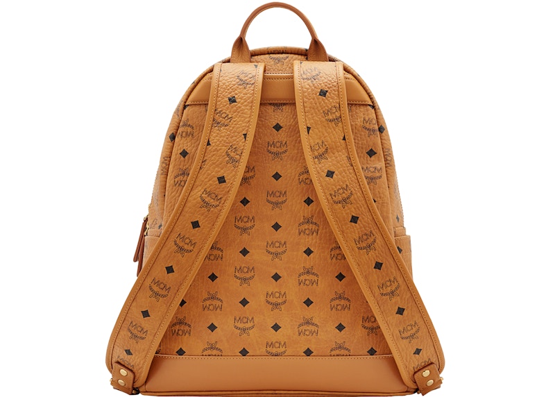 MCM Stark Backpack Visetos M Studs Medium Cognac in Coated Canvas