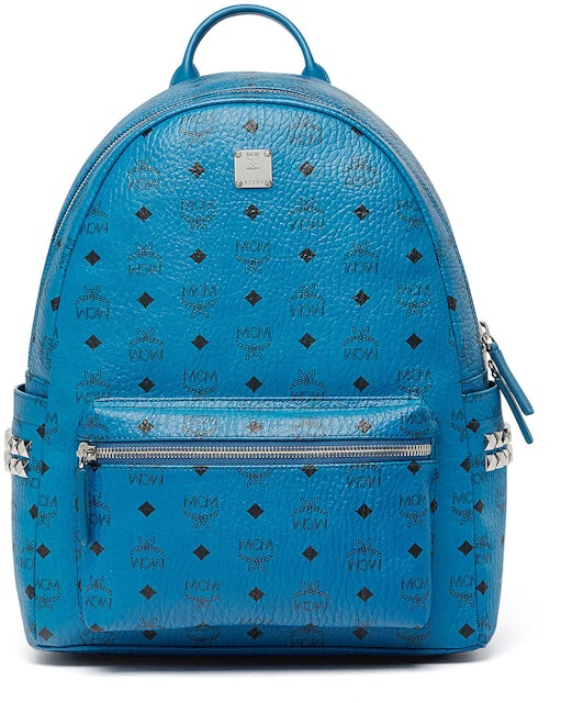 MCM Backpack Visetos Medium Estate Blue in Leather/Nylon with