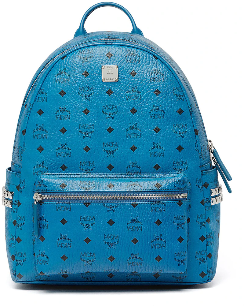 MCM Stark Backpack Visetos Blue in Coated Canvas with Silver-tone - US