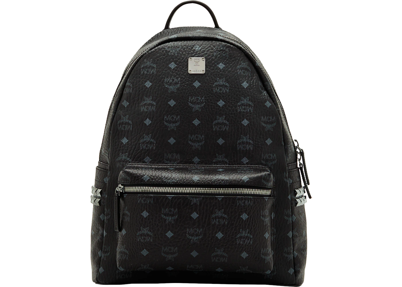 MCM Stark Backpack Visetos Side Studs Medium Black in Coated