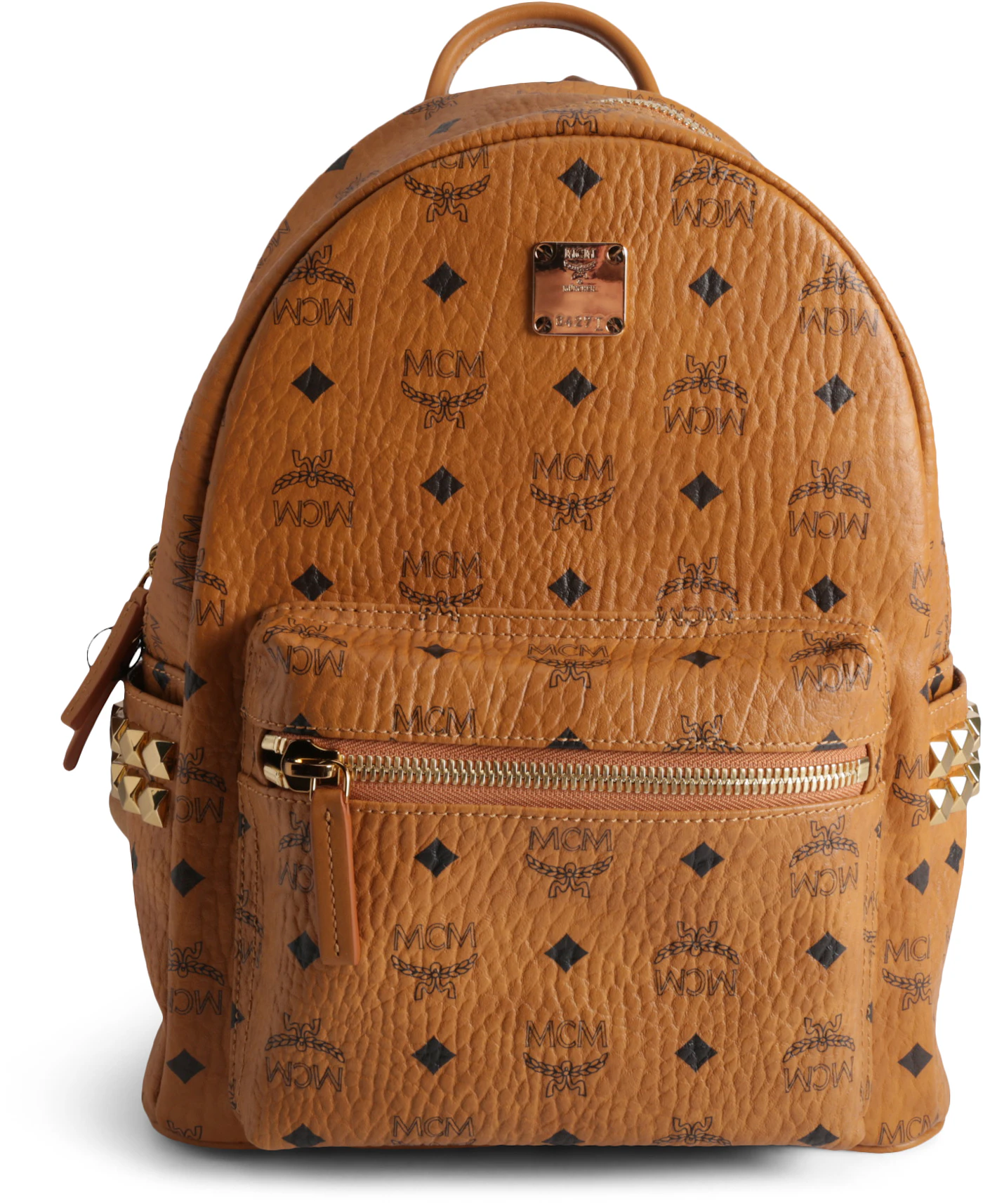 MCM Stark Backpack Visetos Side Studs Small Cognac in Coated Canvas ...