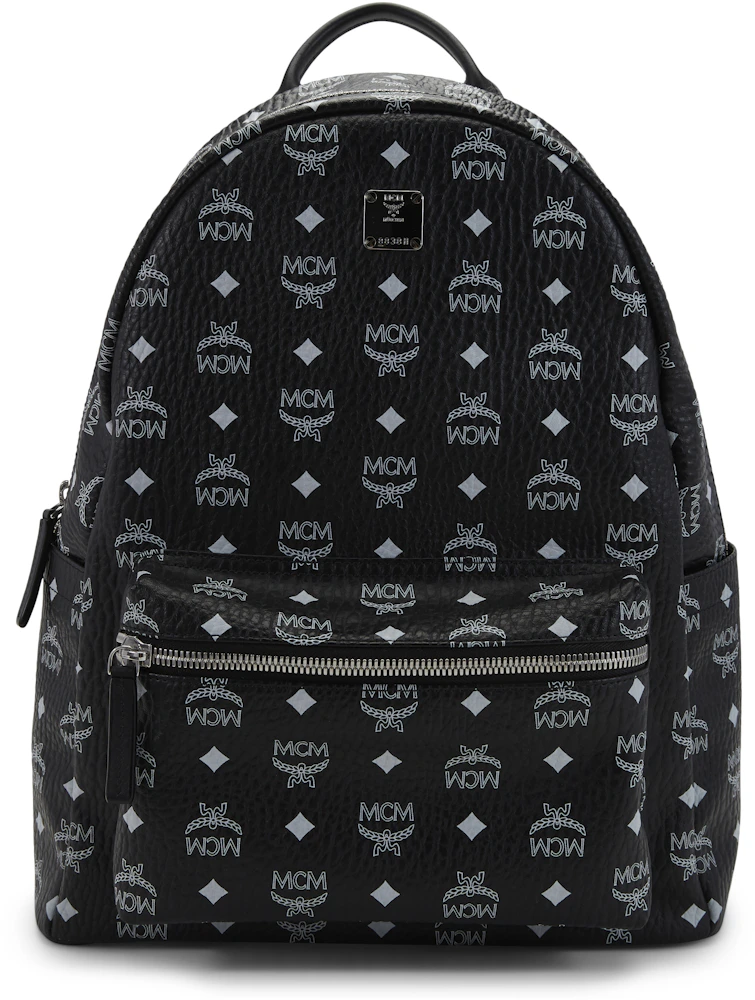 HOT! NWT MCM Stark Monogram Embossed White Logo Black Backpack Bag - Unisex  NWT